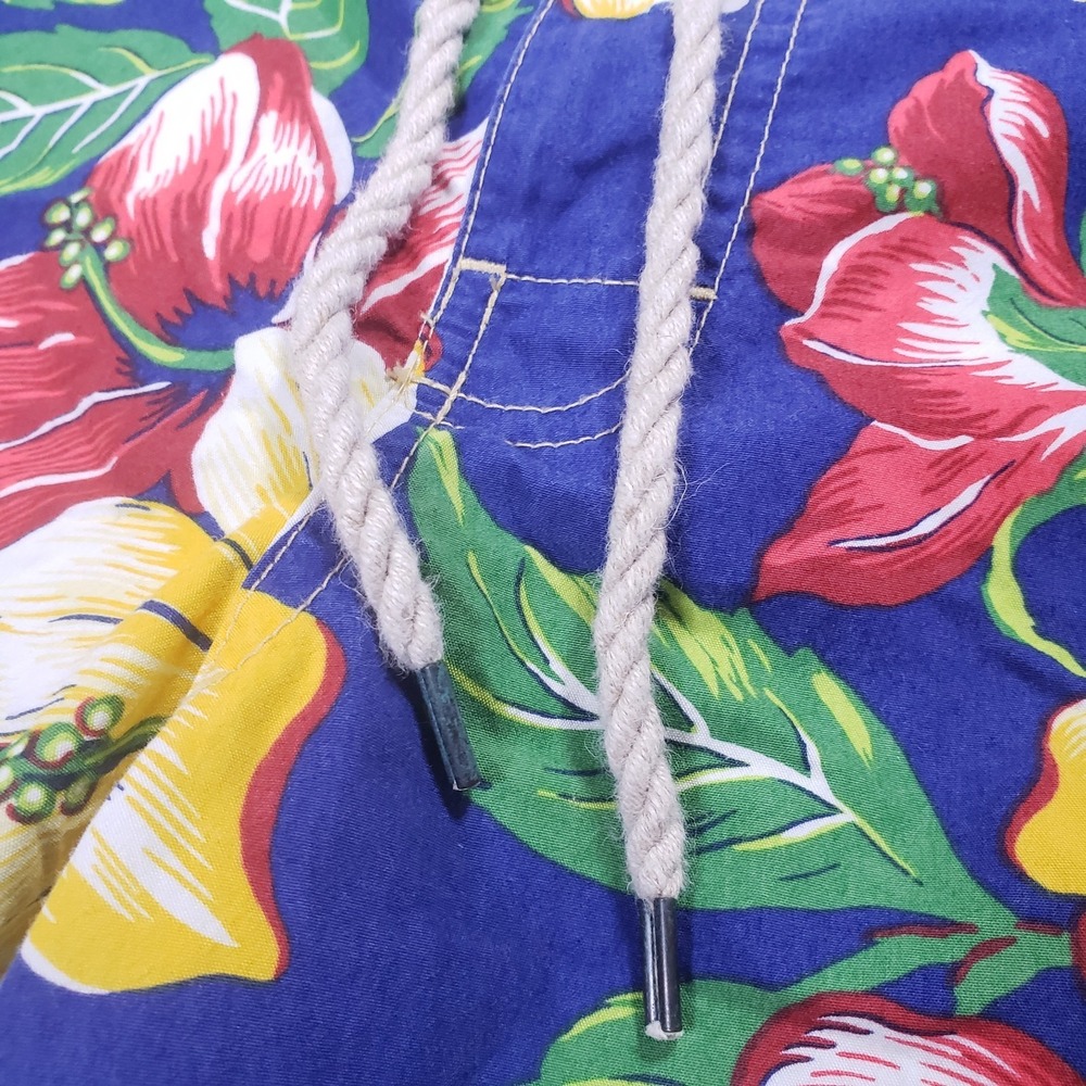 Polo Ralph Lauren Swim Trunks Men 38 Navy Floral AOP Beach Rope Drawstring - Picture 4 of 13
